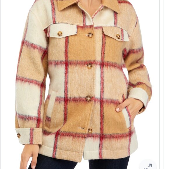 NWOT Size L Oversized Faux Wool Jacket Shaket Women's NEW - Picture 1 of 5